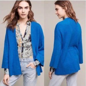 Sleeping On Snow Anthropologie Belted Open Front Cardigan Sweater Blue S